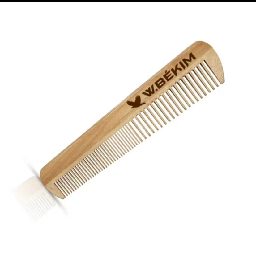 ￼PENTE DE MADEIRA PARA BARBA  BIGODE ANTIESTÁTICO BARBEARIA PENTE DENTES FINOS E LARGOS MARCA W.BÉKIM