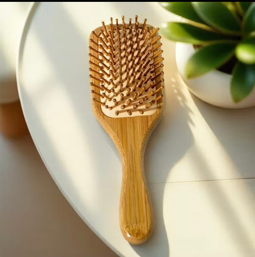 ￼Escova De Cabelo De Bambu Natureza Antiestática De Madeira Couro Cabeludo Massagem Pente Almofada De Ar